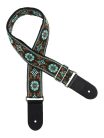 GST-195-03 Gaucho Traditional Series guitar strap, 2 jacquard weave, leather slips, multi colors