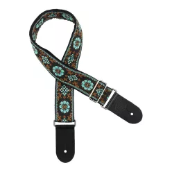   GST-195-03 Gaucho Traditional Series guitar strap, 2 jacquard weave, leather slips, multi colors