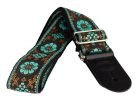 GST-195-03 Gaucho Traditional Series guitar strap, 2 jacquard weave, leather slips, multi colors