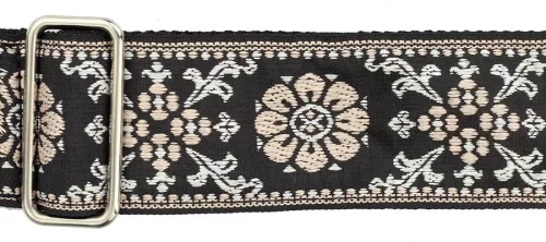 GST-195-04 Gaucho Traditional Series guitar strap, 2 jacquard weave, leather slips, multi colors