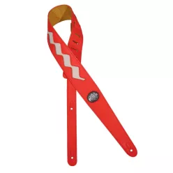   GST-215-RD Gaucho Two Tone Series guitar strap, zig zag design, red and white