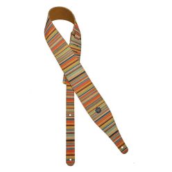   GST-240-01 Gaucho Peace Series guitar strap, linen colorfull design with suede back, rainbow stripes