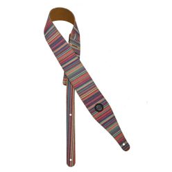   GST-240-04 Gaucho Peace Series guitar strap, linen colorfull design with suede back, purple stripes