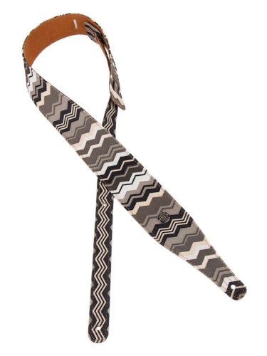 GST-240-05 Gaucho Peace Series guitar strap, linen colorfull design with suede back, jeans zigzag