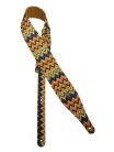 GST-240-07 Gaucho Peace Series guitar strap, linen colorfull design with suede back, neon zigzag