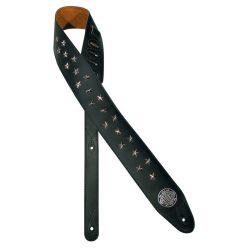   GST-280-BK Gaucho Biker Series guitar strap, black, with chrome stars