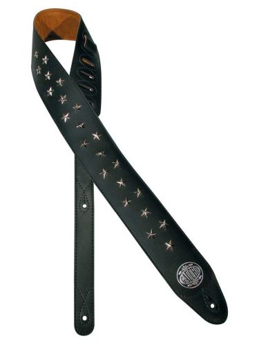 GST-280-BK Gaucho Biker Series guitar strap, black, with chrome stars