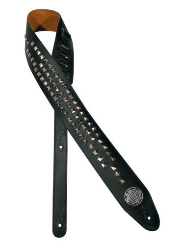 GST-282-BK Gaucho Biker Series guitar strap, black, with chrome pyramids