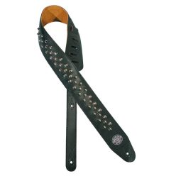   GST-284-BK Gaucho Biker Series guitar strap, black, with chrome buttons