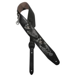   GST-286-BK Gaucho Biker Series guitar strap, black, with chains and crosses