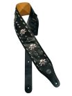 GST-288-BK Gaucho Biker Series guitar strap, 4 inch wide, black, with skulls