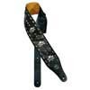 GST-288-BK Gaucho Biker Series guitar strap, 4 inch wide, black, with skulls