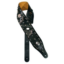   GST-290-BK Gaucho Biker Series guitar strap, 4 inch wide, black, with bats