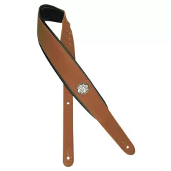   GST-314-LBR Gaucho Padded Series guitar strap, black padded back, light brown