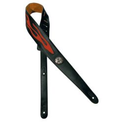   GST-542-OR Gaucho Silhouet Series guitar strap, black, orange flame design