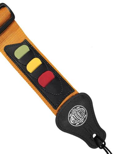 GST-55-YE Gaucho Standard Series guitar strap, with 3 pick holders, yellow nylon