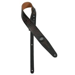   GST-550-BK Gaucho Silhouet Series guitar strap, black, with stitched flames