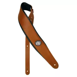   GST-600-BR Gaucho Padded Deluxe Series guitar strap, black padded back, brown faux leather