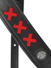 GST-605-RD Gaucho Padded Deluxe Series guitar strap, black padded back, black leather with red crosses