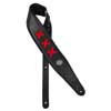 GST-605-RD Gaucho Padded Deluxe Series guitar strap, black padded back, black leather with red crosses