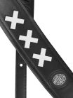 GST-605-WH Gaucho Padded Deluxe Series guitar strap, black padded back, black leather with white crosses