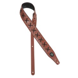   GST-648-BR Gaucho Buffalo Lace Series guitar strap, faux leather and lace, brown