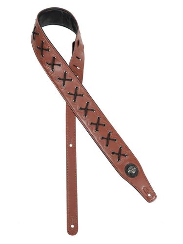 GST-648-BR Gaucho Buffalo Lace Series guitar strap, faux leather and lace, brown