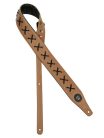 GST-648-LBR Gaucho Buffalo Lace Series guitar strap, faux leather and lace, light brown