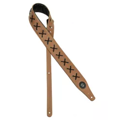   GST-648-LBR Gaucho Buffalo Lace Series guitar strap, faux leather and lace, light brown