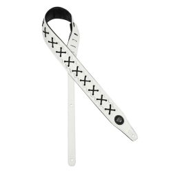   GST-648-WH Gaucho Buffalo Lace Series guitar strap, faux leather and lace, white