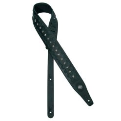   GST-652-BK Gaucho Buffalo Biker Series guitar strap, top quality leather, black, with chrome stars