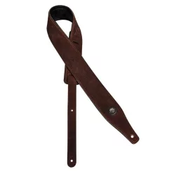   GST-662-DBR Gaucho Suede Two Series guitar strap, top quality suede, dark brown