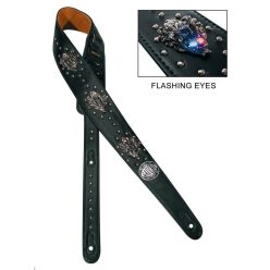   GST-720-BK Gaucho Power Flash Series guitar strap, with devils and blue and red leds