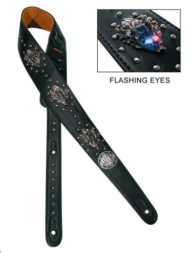 GST-720-BK Gaucho Power Flash Series guitar strap, with devils and blue and red leds