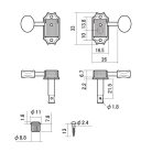 H-20332NSVTR Hosco Japan  machine heads for guitar, 3xL+3xR, Vintage Tone Revival Series, nickel oval button, nickel