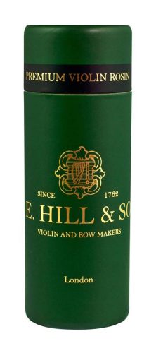 H-2065 W.E. Hill & Sons  Premium rosin for violin - dark - encased in a solid maplewood holder, with protection pouch