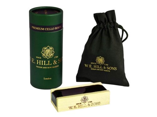 H-2067 W.E. Hill & Sons  Premium rosin for cello - dark - encased in a solid maplewood holder, with protection pouch