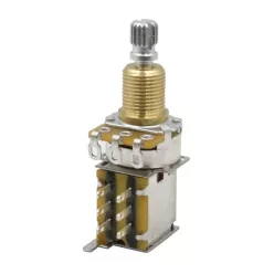   H-PPUSH250A Hosco Japan  250K DPDT push-push audio taper potentiometer, 10mm bushing M9,5 (3/8"), for metric knobs