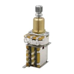   H-PPUSH500A Hosco Japan  500K DPDT push-push audio taper potentiometer, 10mm bushing M9,5 (3/8"), for metric knobs