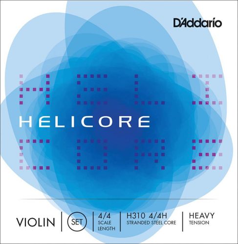 H310-44H D'Addario Helicore violin string set 4/4, heavy, with tin-plated high-carbon plain steel E-1 string