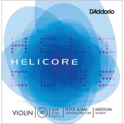   H310-44M D'Addario Helicore violin string set 4/4, medium, with tin-plated high-carbon plain steel E-1 string