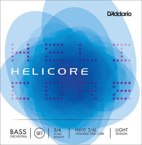 H610-34L D'Addario Helicore Orchestral double bass string set 3/4, light, nickel