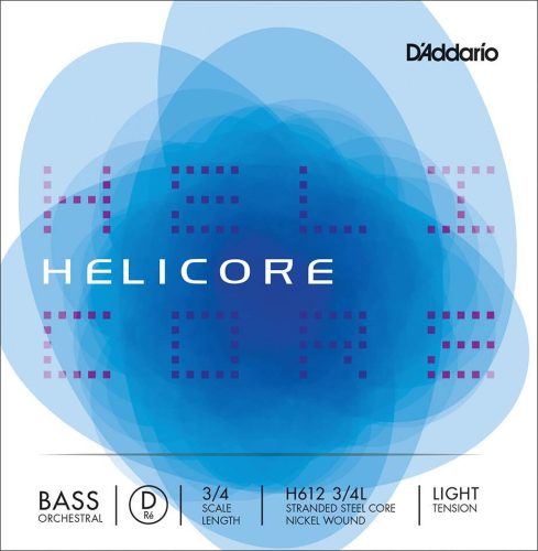 H612-34L D'Addario Helicore Orchestral double bass string D-2 3/4, light, nickel