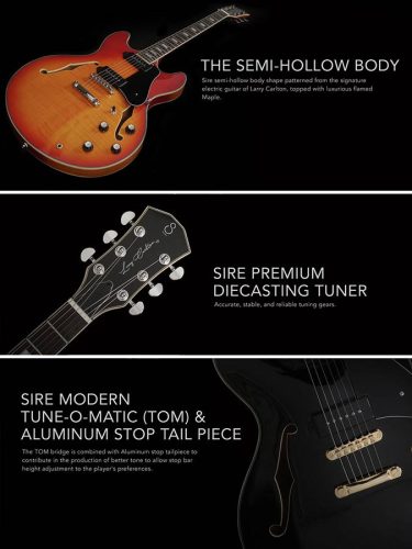 H7VL/BK Sire Guitars H Series Larry Carlton lefty electric guitar archtop with P90s black