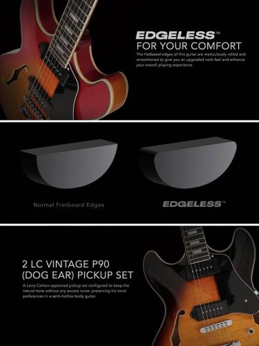 H7VL/BK Sire Guitars H Series Larry Carlton lefty electric guitar archtop with P90s black