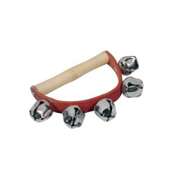   HB-35 Hayman  hand jingle bells, with handle, wood and leather, 5 bells of 25 mm.