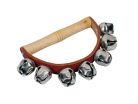 HB-37 Hayman  hand jingle bells, with handle, wood and leather, 7 bells of 25 mm.