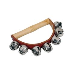   HB-37 Hayman  hand jingle bells, with handle, wood and leather, 7 bells of 25 mm.