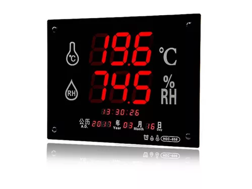HEC-658 Boston  professional large screen hygrometer (40x30cm) with temperature, date and time - PSU 4m cable