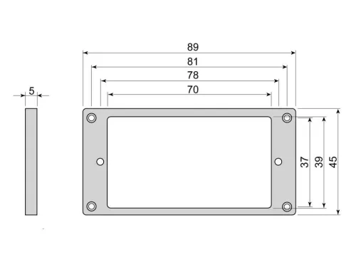 HF5050IV Boston  humbucker frame, flat, 5x5mm, ivory